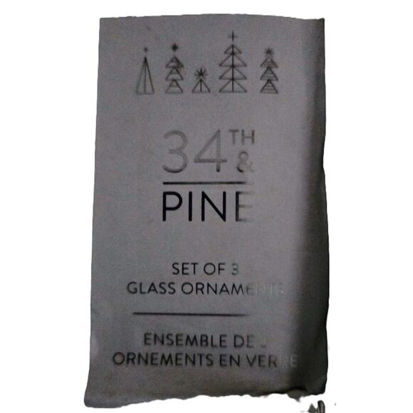 34th&Pine Set of 3-Icicle Glass Christmas Tree Ornaments in Original Box - Picture 6 of 8